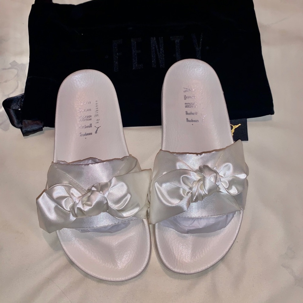 FENTY White Satin Bow Slides
